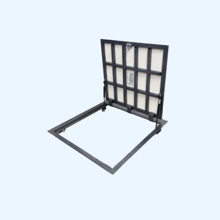 Портал 90х90 Стальной напольный люк с газовыми амортизаторами